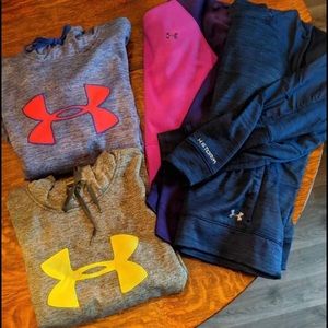 Under armor hoodies, lightly used/new, size mediums/larges, paid 40$ asking 15$